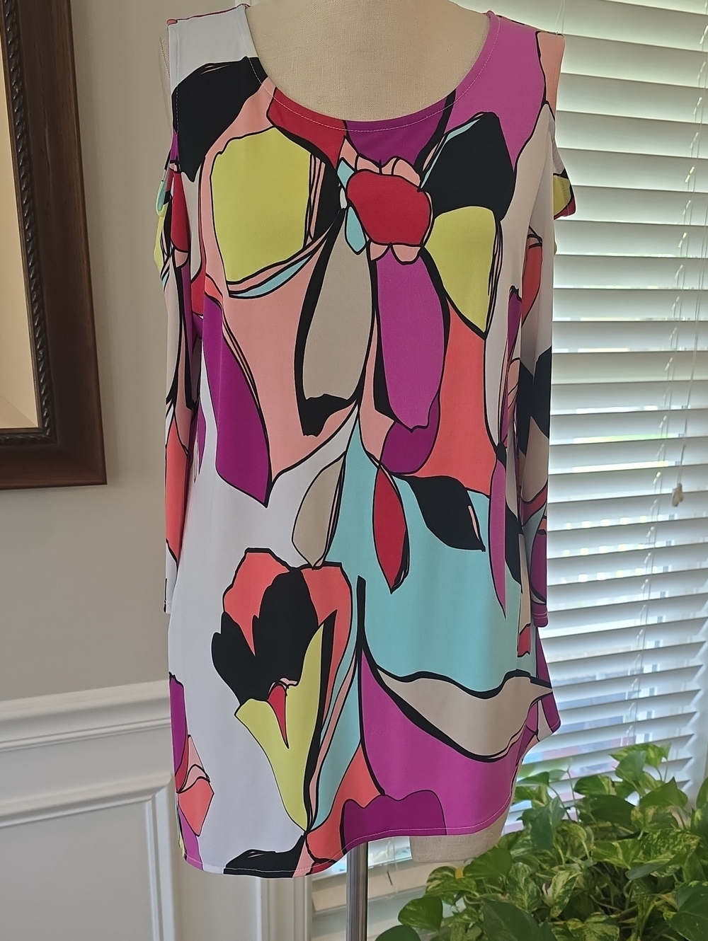 Worthington Multicolor Cold-Shoulder Floral Tunic